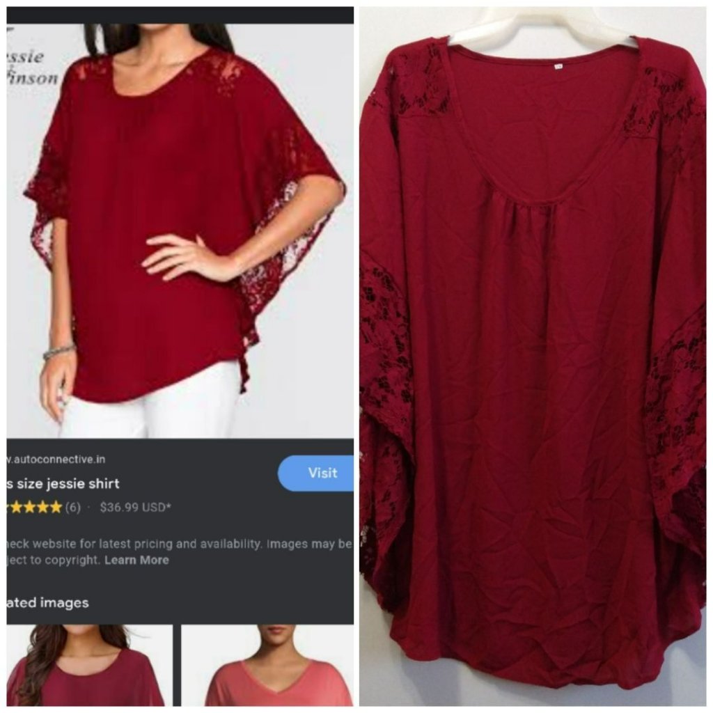 Women's Butterfly Style Summer Burgundy Blouse Sizer 2x
